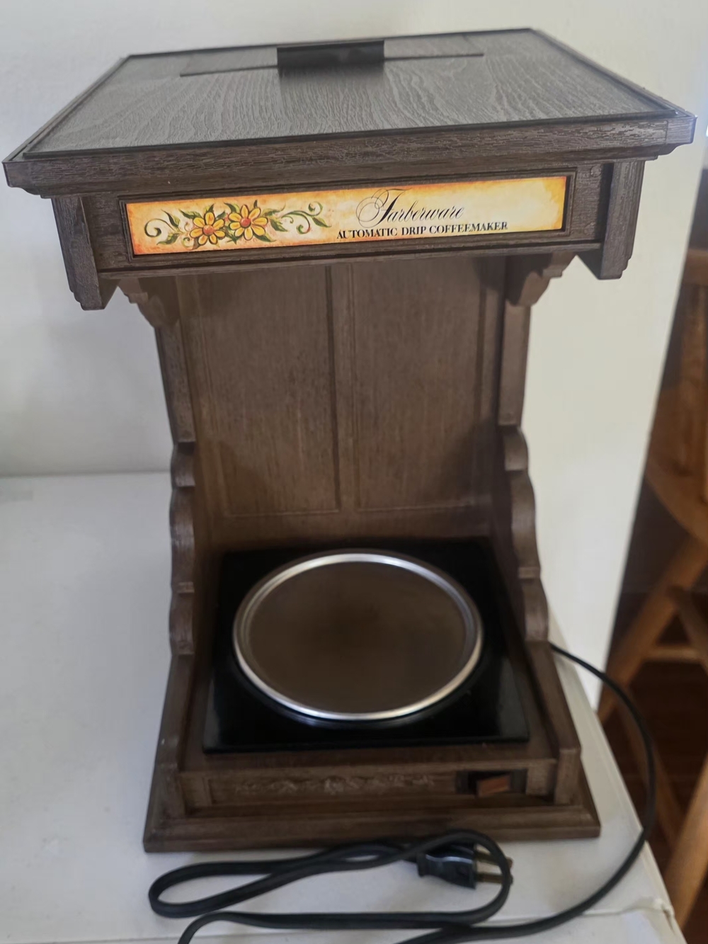 1970s Farberware #265 Automatic Drip Coffee Maker Rustic Country Faux Wood Grain - Picture 2 of 4